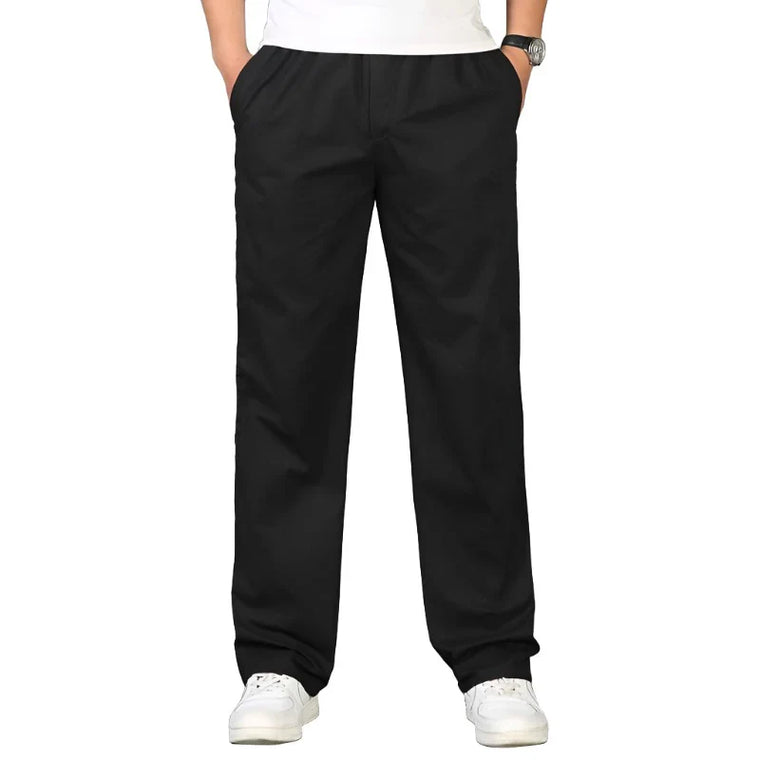 Serran | Katoenen pantalon in de kleur Zwart voor heren in Formal stijl geschikt voor alle seizoenen.