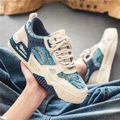 Finn | Kunst geïnspireerde blauw-witte herenschoenen