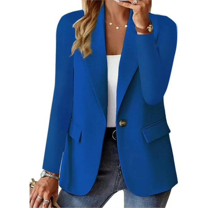 Sofie | Dames blazer met zakken en knopen in de kleur Blauw voor dames in Formal stijl geschikt voor alle seizoenen.