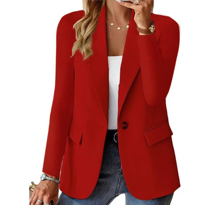 Sofie | Dames blazer met zakken en knopen in de kleur Rood voor dames in Formal stijl geschikt voor alle seizoenen.