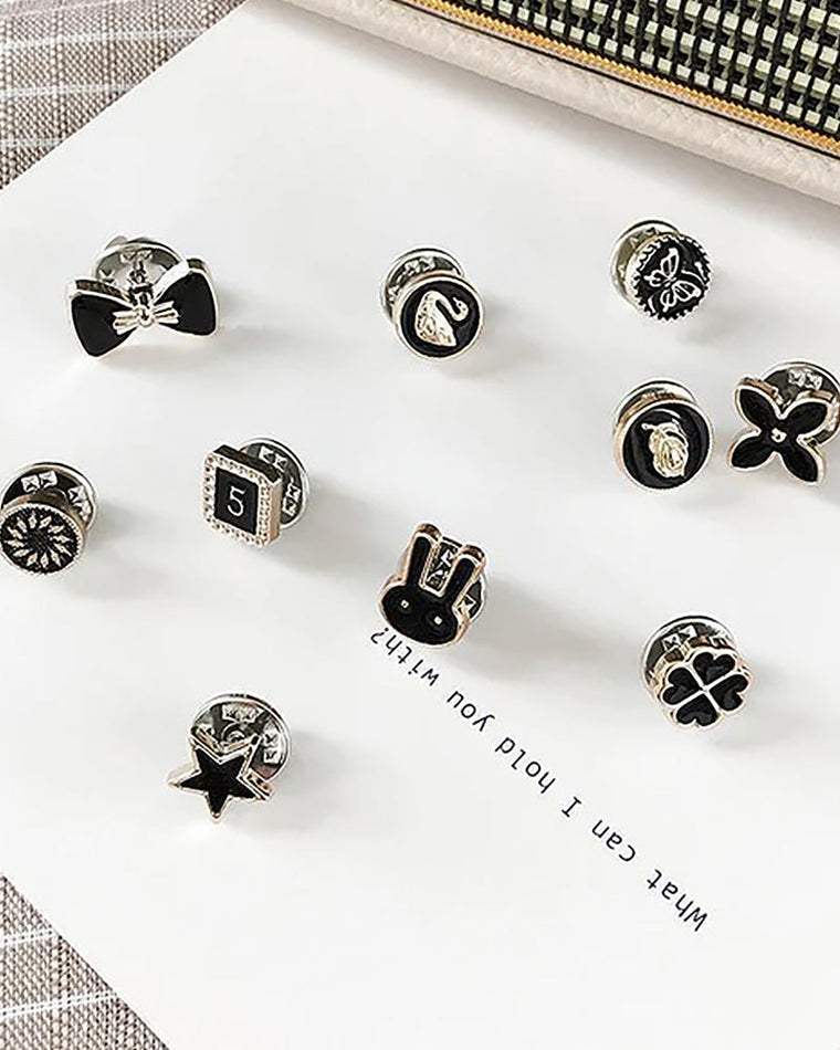Sophie | Vaste anti-expositie spelden (10 stuks/set) in de kleur Zwart voor dames in stijl geschikt voor alle seizoenen.