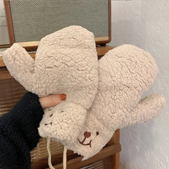 Sophie | Zachte & warme teddy wanten in de kleur Beige voor dames in Lounge stijl ideaal voor de winter