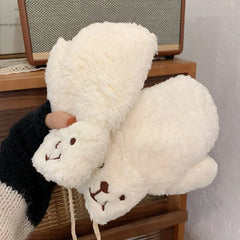 Sophie | Zachte & warme teddy wanten in de kleur Wit voor dames in Lounge stijl ideaal voor de winter