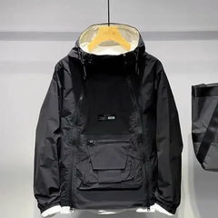 Sven | Dubbel Rits Hooded Jas in de kleur Zwart voor heren in stijl ideaal voor de herfst.