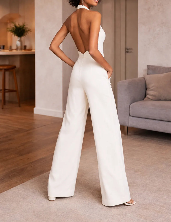 Jumpsuit met halter en wijde pijpen