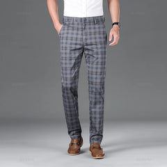 Thijs | Klassieke geruite herenpantalon in de kleur Grijs voor heren in Heritage stijl geschikt voor alle seizoenen.