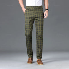 Thijs | Klassieke geruite herenpantalon in de kleur Groen voor heren in Heritage stijl geschikt voor alle seizoenen.