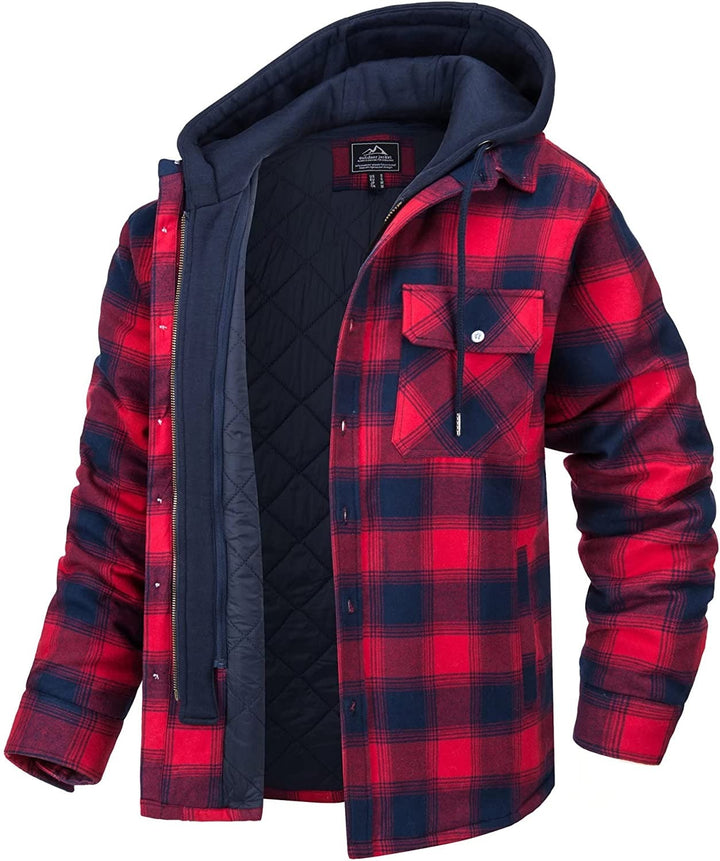 Tommy Jas | Geruit heren vest met capuchon en warme voering in de kleur Rood voor heren in stijl ideaal voor de herfst.