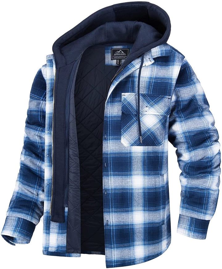 Tommy Jas | Geruit heren vest met capuchon en warme voering in de kleur Wit/Lichtblauw voor heren in stijl ideaal voor de herfst.