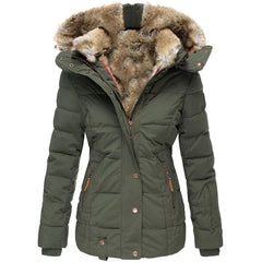 Tommy | jasje voor dames met kraag en bont in de kleur Groen voor dames in stijl ideaal voor de winter