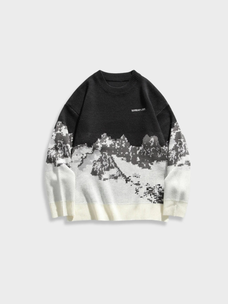 Vintage Mountain Sweater in de kleur Zwart voor dames in Casual stijl ideaal voor de herfst.