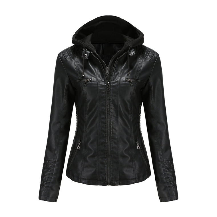 WENDE | Stijlvolle leren damesjas in de kleur Zwart voor dames in stijl ideaal voor de herfst.