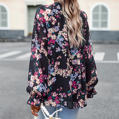 Yra | Zomer Bloemenprint Blouse in de kleur Beige voor in stijl ideaal voor de lente.