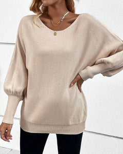 Effenkleurige blouse met een ronde halslijn in de kleur Beige voor dames in stijl ideaal voor de herfst.
