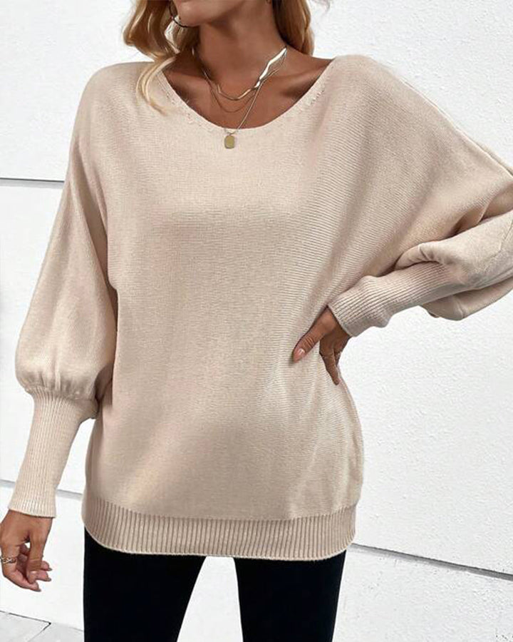 Effenkleurige blouse met een ronde halslijn in de kleur Beige voor dames in stijl ideaal voor de herfst.