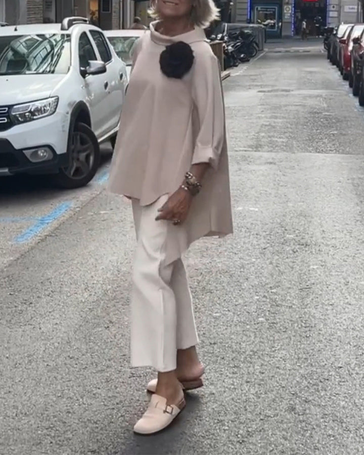 Elegante blouse met een onregelmatige snit en lange mouwen in de kleur Grijs voor in stijl ideaal voor de herfst.