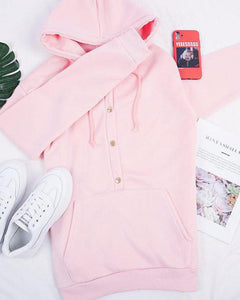 Leyla | Relaxte hoodie met trekkoorden in de kleur Roze voor dames in Lounge stijl ideaal voor de herfst.
