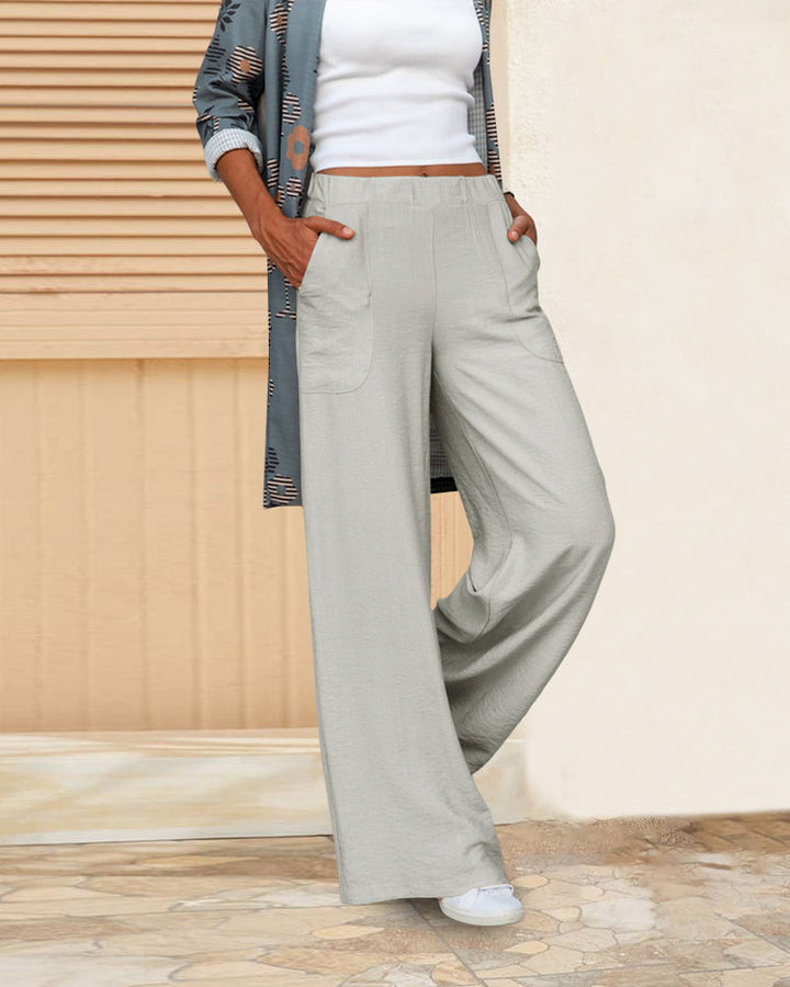 Pantalon Effen hoge taille in de kleur Grijs voor dames in Formal stijl ideaal voor de herfst.