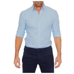 Roben | kreukvrije Heren overhemd Met Rits in de kleur Blauw voor heren in stijl geschikt voor alle seizoenen.