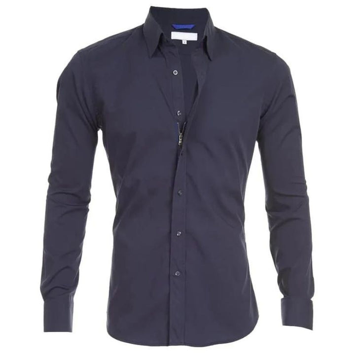 Roben | kreukvrije Heren overhemd Met Rits in de kleur Marineblauw voor heren in stijl geschikt voor alle seizoenen.