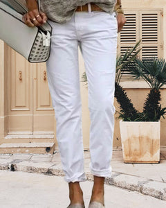 Stijlvolle casual effen kleur broek in de kleur Wit voor dames in stijl ideaal voor de herfst.