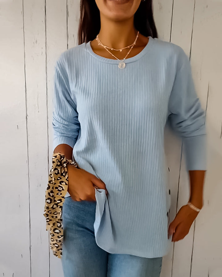 Top met lange mouwen en ronde hals in de kleur Blauw voor dames in stijl ideaal voor de herfst.