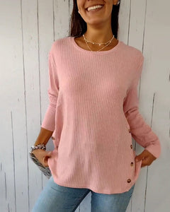 Top met lange mouwen en ronde hals in de kleur Blauw voor dames in stijl ideaal voor de herfst.