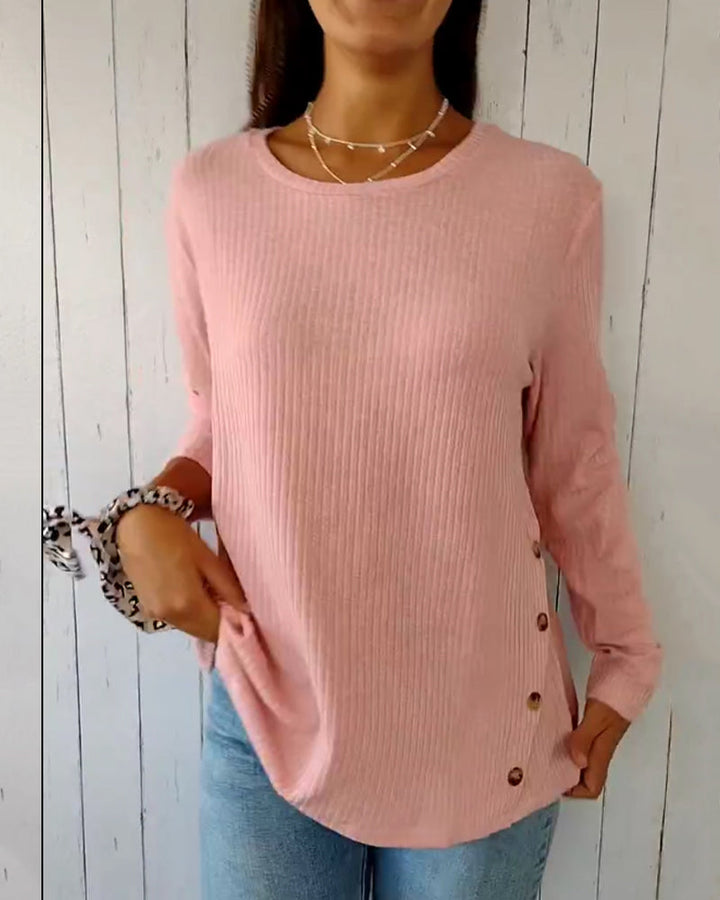 Top met lange mouwen en ronde hals in de kleur Roze voor dames in stijl ideaal voor de herfst.